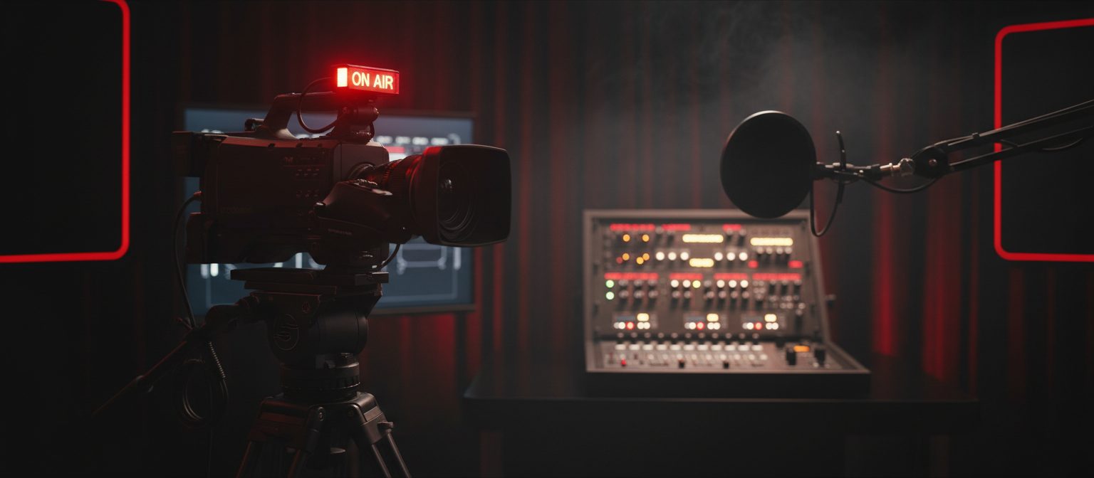 Live broadcast camera with on-air glow